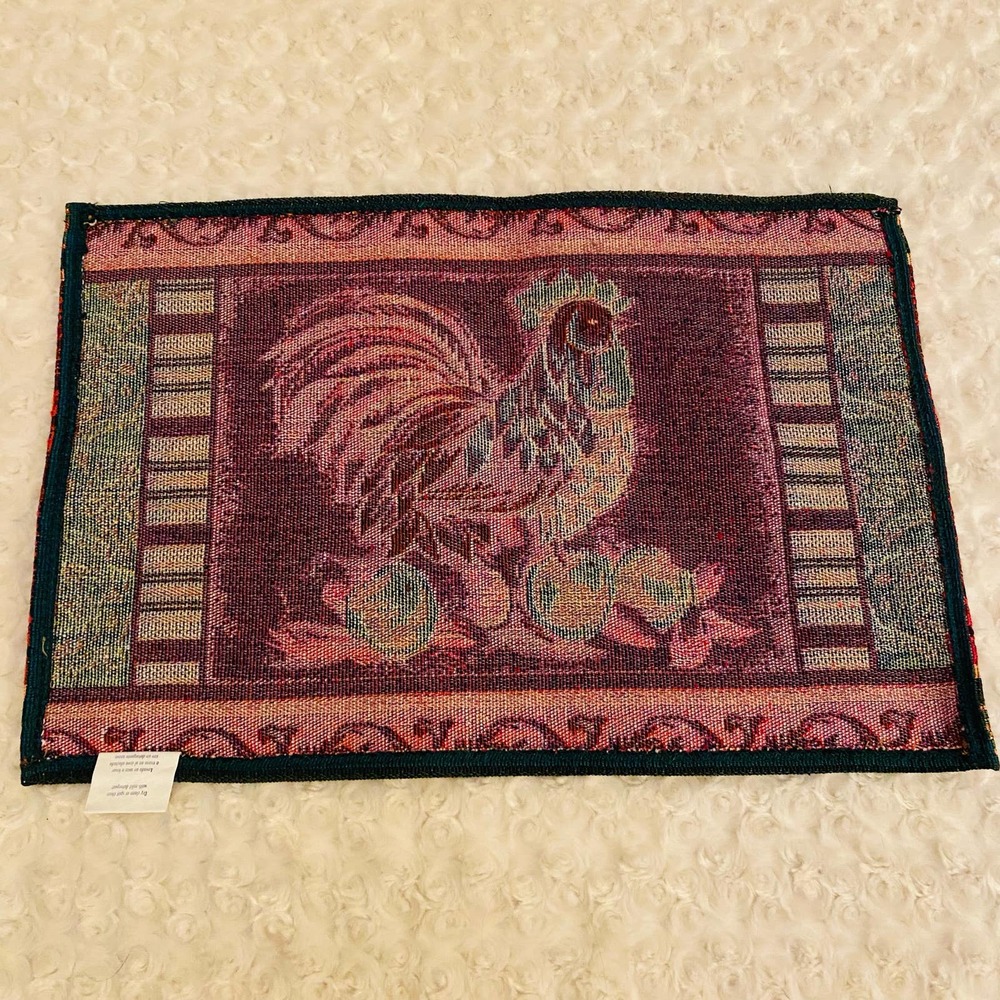 Rooster Placements Set of 6 Tapestry Rich Colors French Country SOLD - Picture 3 of 4